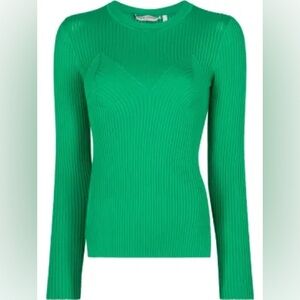 Open Ceremony Green Ribbed knit Sleeve Top